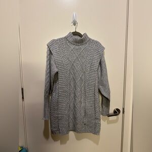 Ted Baker London Light Gray Cable Mock Neck Sweater